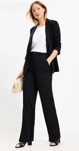 Loft Emory Wide Leg High Rise Trousers Black Size 4 W28 Career Dress Pants