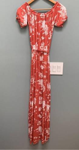 Rachel Pally  Ossiane Chipotle Peony Print Off Shoulder Maxi Dress Medium