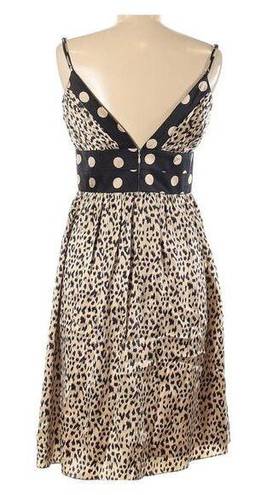 Oleg Cassini OC By  Leopard Animal Print Fit & Flare 100% Silk Dress Size 6 Y2K