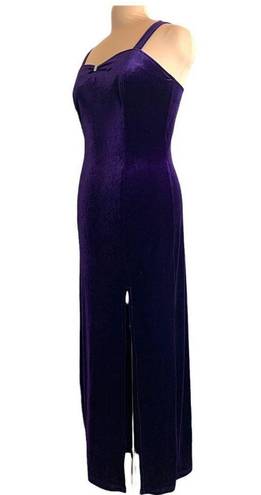 Onyx Vintage 90s  Night Dress Evening Gown Purple Velvet Sweetheart Neckline Maxi