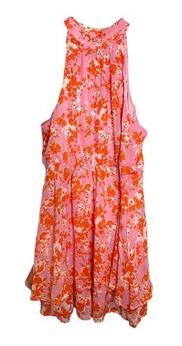 Sienna Sky Dress Orange Pink Floral Print Knee Length