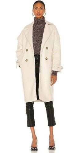 Apparis Kiera Faux Leather Trench Coat in Ivory Large