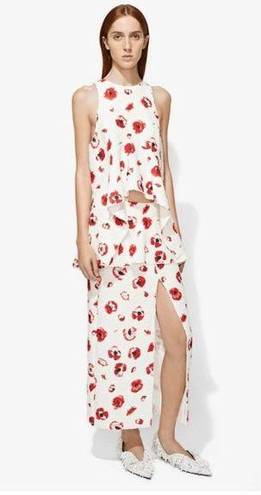 Proenza Schouler $1950  2 High Slit Midi Skirt Peplum Poppy Cream White Red Black