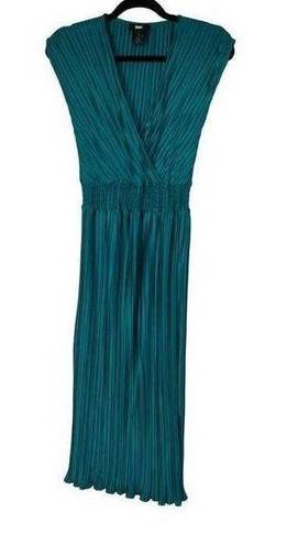 DKNY  Teal Pleated Sleeveless Midi Dress