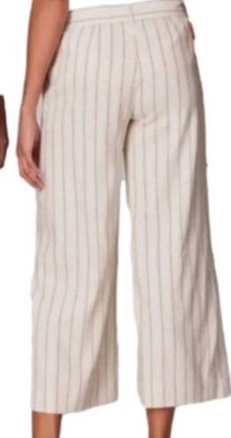 J.Jill  linen stretch Jenna striped belted wide leg crop pants size xlarge .