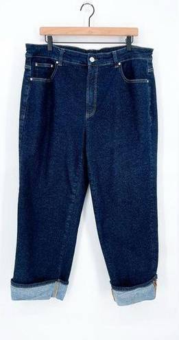 Universal Standard  Stevie High Rise Straight Cuffed Jeans 27" in Dark Indigo