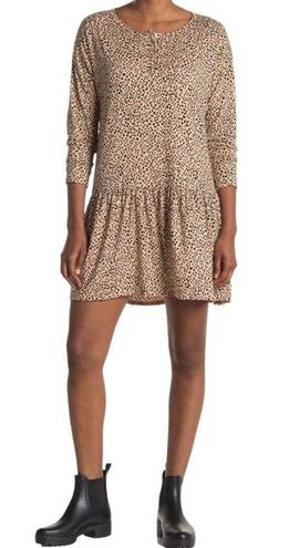 Lush Clothing Lush long sleeve leopard animal print drop waist dress size large