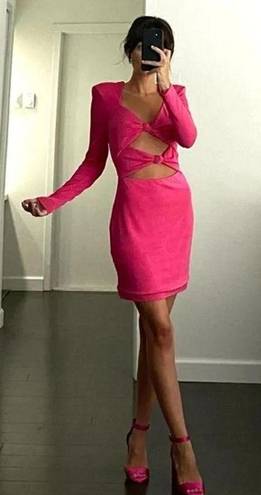 Misha Collection Gracie Cut Out Mini Dress in Bright Pink NWT Size 6 Retail $317