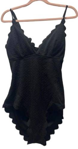 Cupshe  scalloped black one piece bathing suit size XL