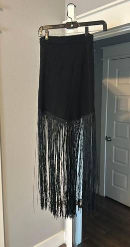 fringe black skirt