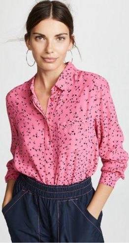 Ganni EUC  Barra Button Down Shirt Hot Pink Pattern