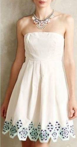 Tracy Reese ANTHROPOLOGIE Presanella Dress Strapless Ivory Cotton  size 4 NWT