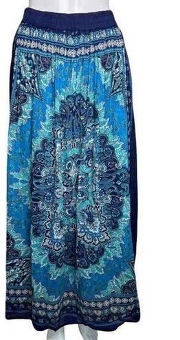 Studio West  Skirt Womens Small Blue Printed A-Line Casual Boho Bohemian Hippie