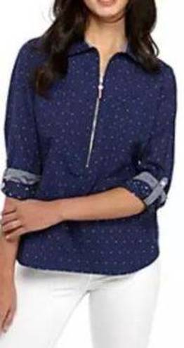 Tommy Hilfiger  Women's Americana Dot Popover Top Blue Size S