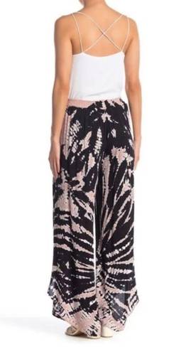 Young Fabulous and Broke  Black Tie Dye Palms Split Wide Leg Pant.