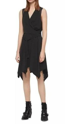 ALLSAINTS Odessa Crossover Waist Tie Dress Black Size S Retail $228