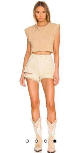 Rolla's Rolla’s “Dusters” high rise slim distressed denim shorts Layla stone tan khaki