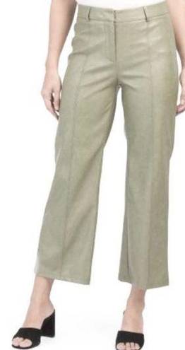 7 For All Mankind  Sage Green Distressed Faux Leather Wide Leg Pants Large NWT