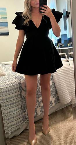 Black Ruffled Sleeve Dress