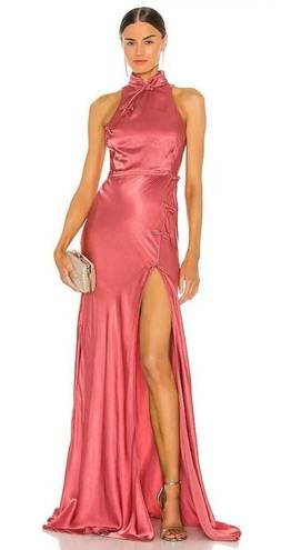 Lee SAU  Michelle Satin Full Length Maxi Dress Gown in Terracotta Sz 2 US