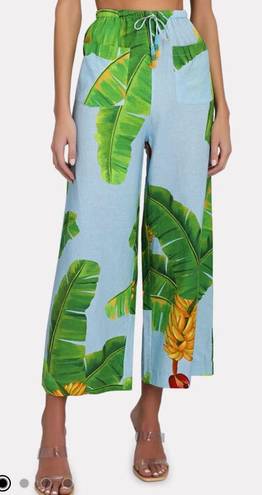 Farm Rio Fresh Bananas Linen-Blend Cropped Pants