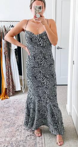 L'Academie  Revolve B&W Animal Printed Slip Maxi Dress 