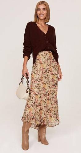 Polo  by Ralph Lauren Brown Floral Print Chiffon Midi Skirt Size 4