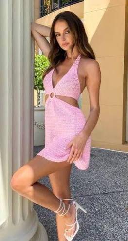 Beginning Boutique NWT  Pink Crochet Mini Dress. Size 2