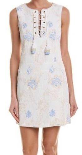 Badgley Mischka  Jacquard Lace-Up Shift Dress