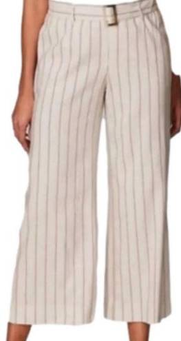 J.Jill  linen stretch Jenna striped belted wide leg crop pants size xlarge .