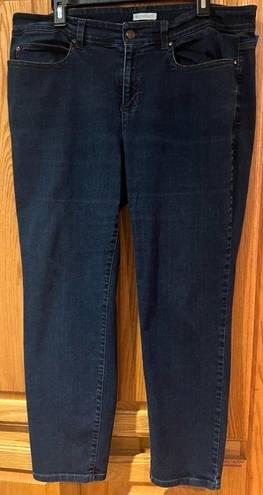 Eileen Fisher  Organic Cotton Straight Leg Ankle Blue Denim Stretch Jeans Size 16