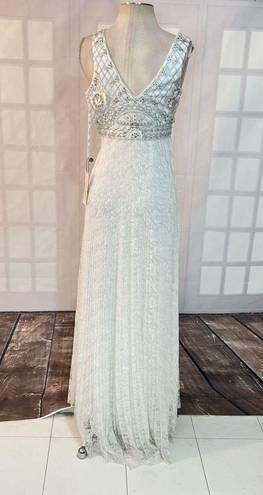 Sue Wong  NWT white beaded pleated white lace formal gown size 0