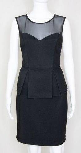 Bisou Bisou  black mesh sheer top peplum dress, women's size 4