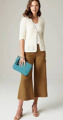 J.Jill  Linen Wide Leg Cropped Pants Brown MEDIUM Womens