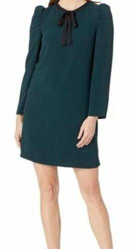 CeCe  Puff Sleeve Tie Neck Dress in spruce green