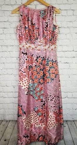 American Vintage VINTAGE Elinor Simmons Malcolm Starr Dress 6 Womens SILKY Pleated Floral Pink