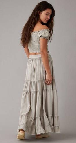 American Eagle Beige Neutral Boho Tiered High Waisted Maxi /Midi Skirt XS