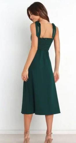 Petal and Pup  Laurel Green Tie Shoulder Side Slit Midi Dress 8