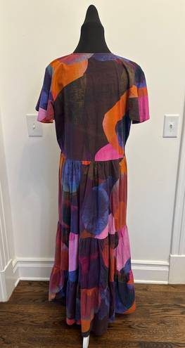 Tuckernuck  Oliphant Designs V-Neck Maxi Dress Watercolor Print Pockets 