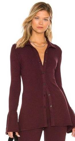 n:philanthropy N Philanthropy red burgundy ribbed button front Sia shirt size medium