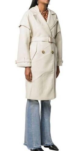 Apparis Kiera Faux Leather Trench Coat in Ivory Large