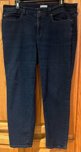 Eileen Fisher  Organic Cotton Straight Leg Ankle Blue Denim Stretch Jeans Size 16