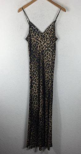 ALLSAINTS  Hera Leopard Print Satin Sleeveless Midi Slip Dress Medium