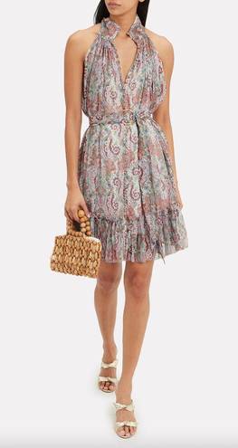 Zimmermann EUC $595  100% Silk Paisley Ruffle Belted Mini Dress