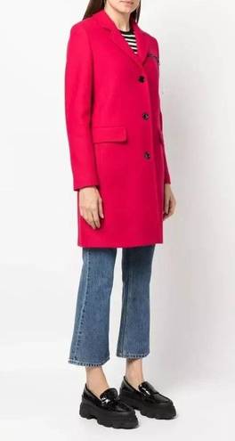 Love moschino  Elegant Red Wool Blend Coat with Logo Detail