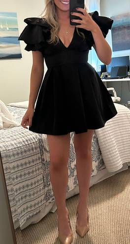 Black Ruffled Sleeve Dress