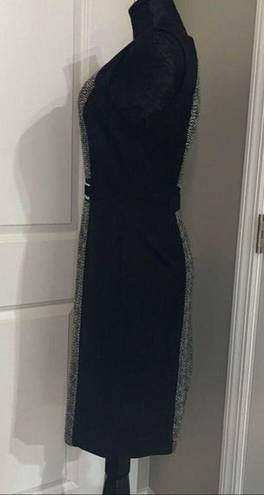 White House | Black Market  Houndstooth Black Midi Sheath Dress Sz 4 ❤️