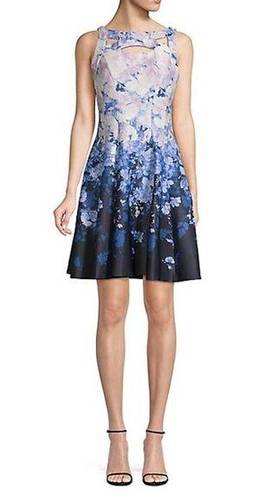 Gabby Skye  Women Size 12 Floral Scuba Fit and Flare Style Cutout Dress