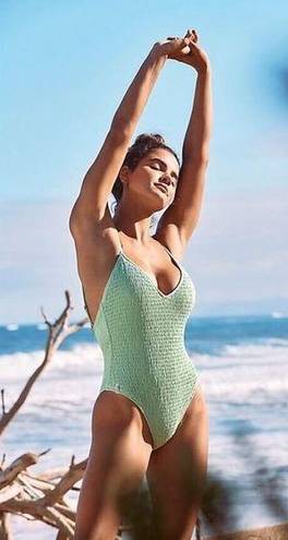 Rhythm NEW Size XS Free People  Smocked Hi Cut One-Piece Swimsuit in Cactus Green