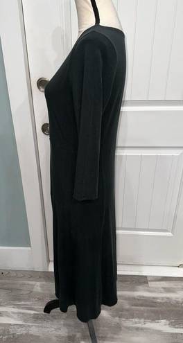 Eileen Fisher  Tencel stretch jersey bateau neck dark green midi dress size XS